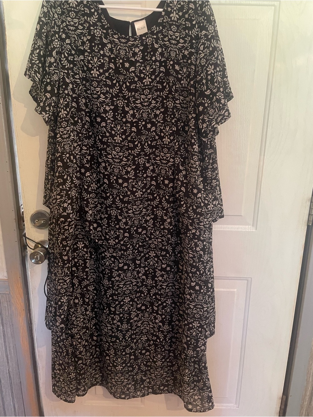 Blair Black Midi Dress with White Floral Print